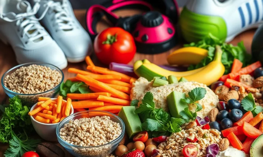 A spread of nutritious foods ideal for dancers and athletes.
