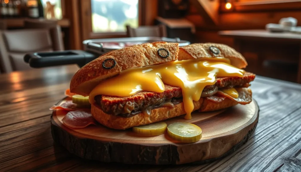 A traditional raclette sandwich